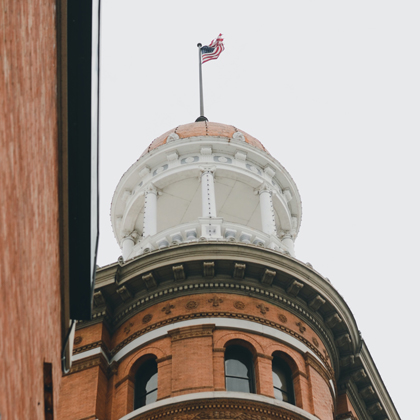 Tower with a flag on top